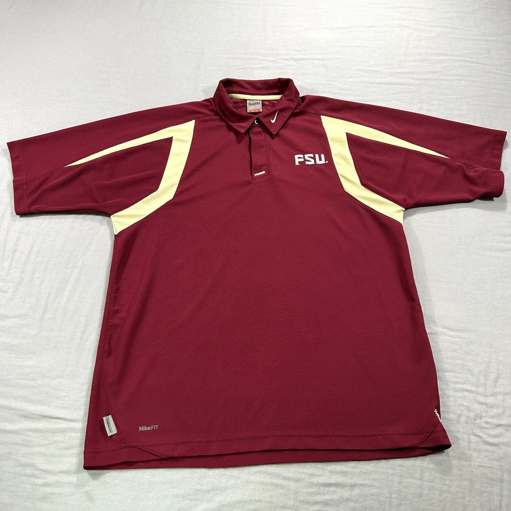 VTG Nike Florida State Seminoles Polo Shirt Mens Large Red Authentic Y2K FSU